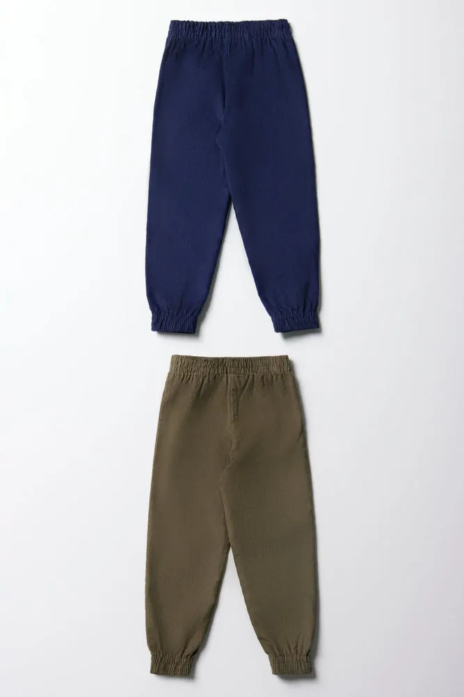 2 Pack Corduroy Pants Navy & Green