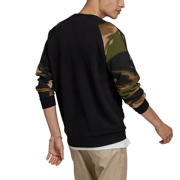 adidas originals Camo Stripes Crew Casual Sports Sweater Men's Black