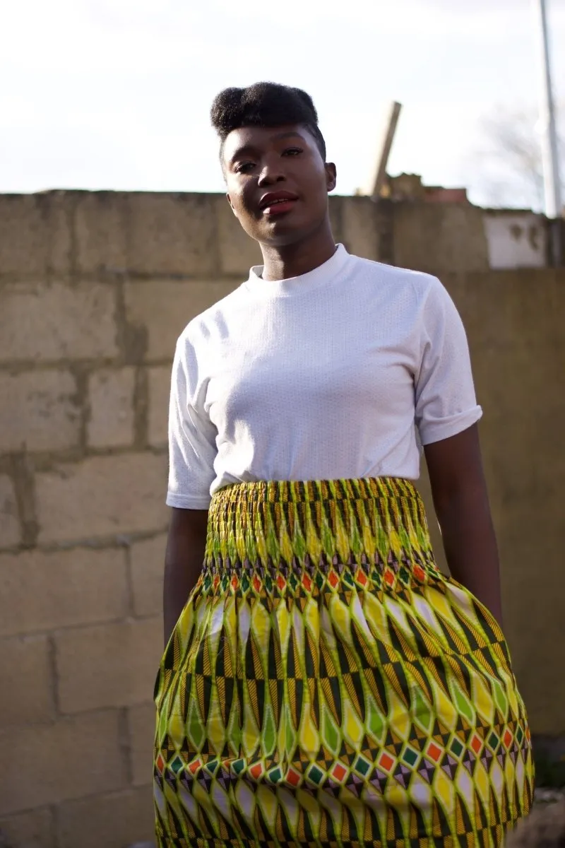 African Print Maxi Skirt in Yellow Ankara Print - Summer Skirt