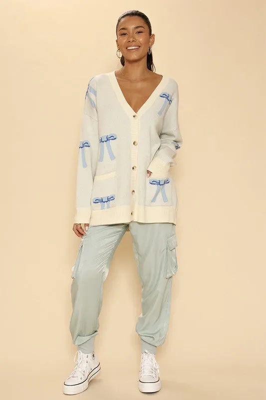 All over bow knit cardigan