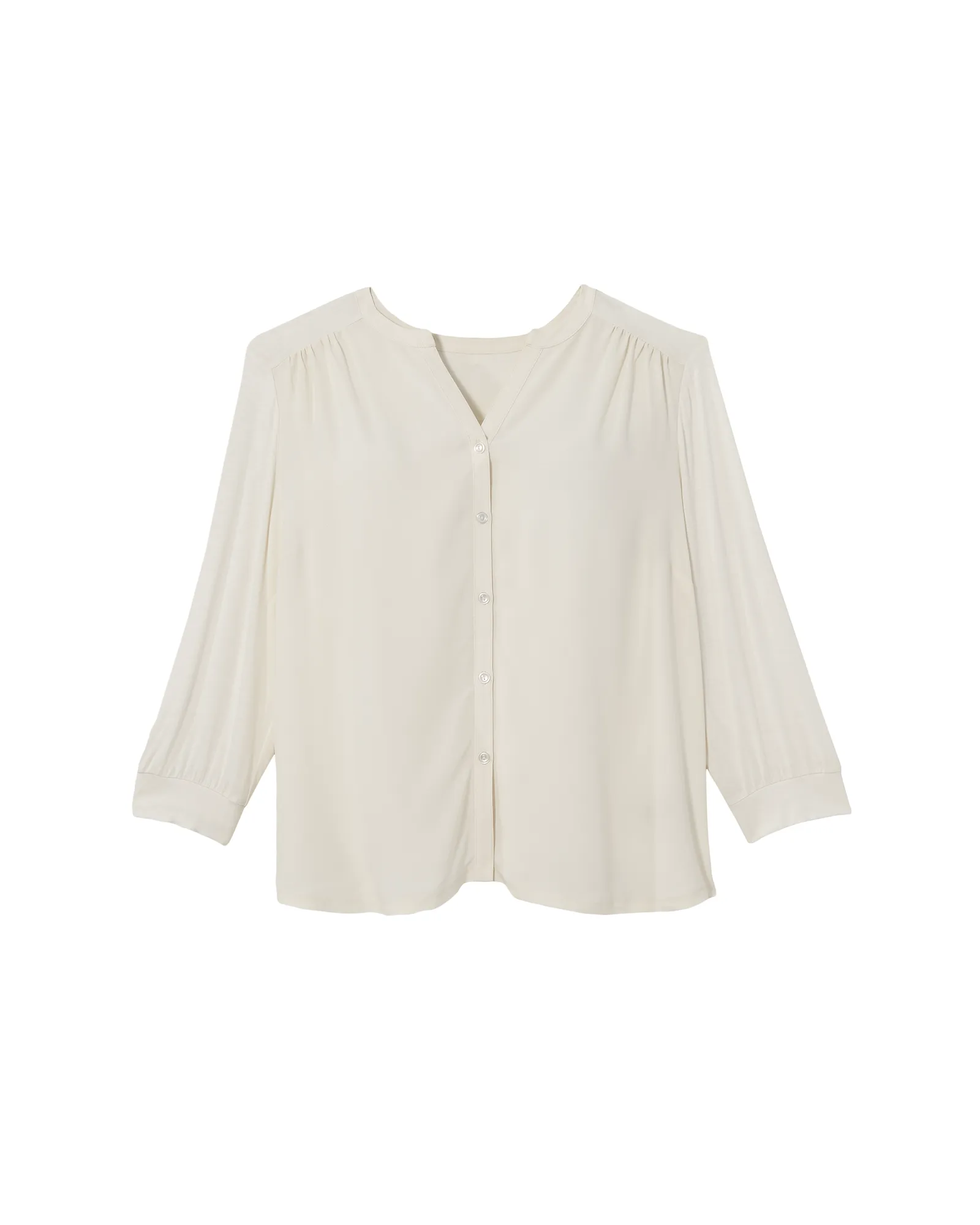 Alma Three-Quarter Sleeve Knit Blouse | White