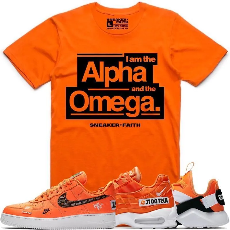 ALPHA OMEGA Orange Sneaker Tees Shirt to Match - Nike Air Just Do It