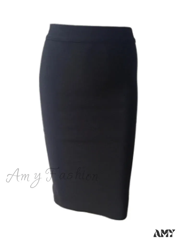 Amy Fashion - Solid Color Sexy Bodycon Party Bandage Skirt