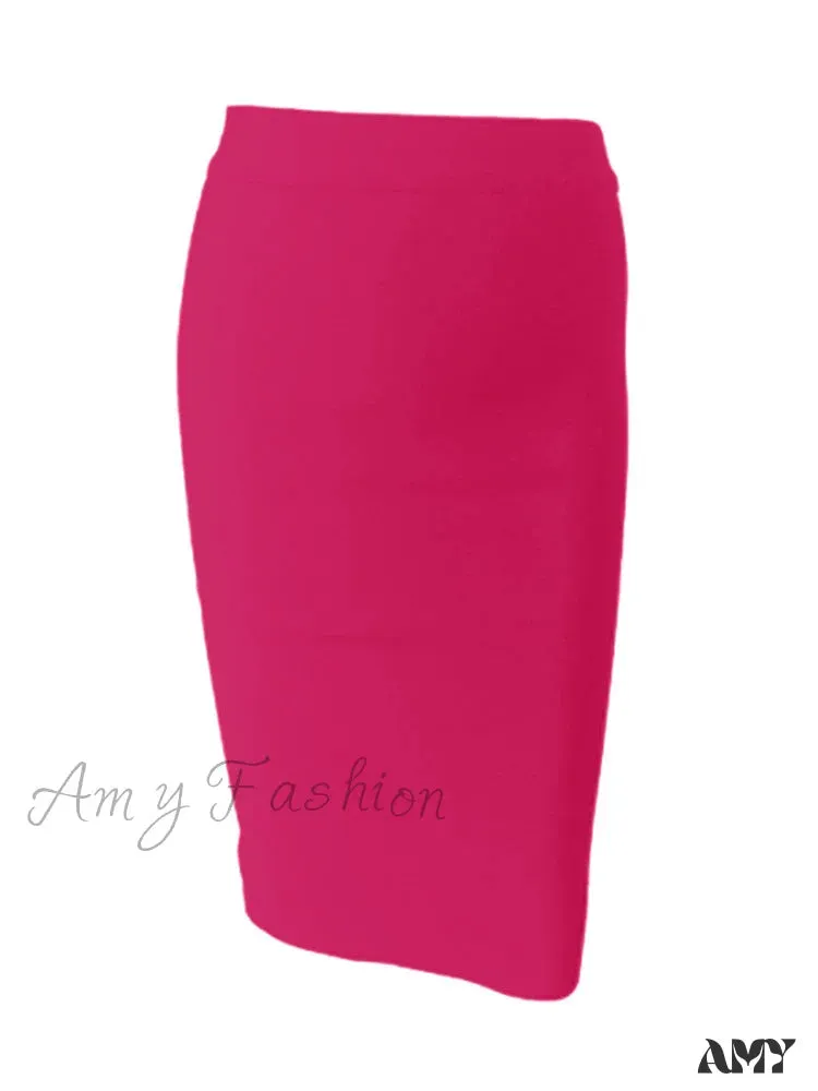 Amy Fashion - Solid Color Sexy Bodycon Party Bandage Skirt