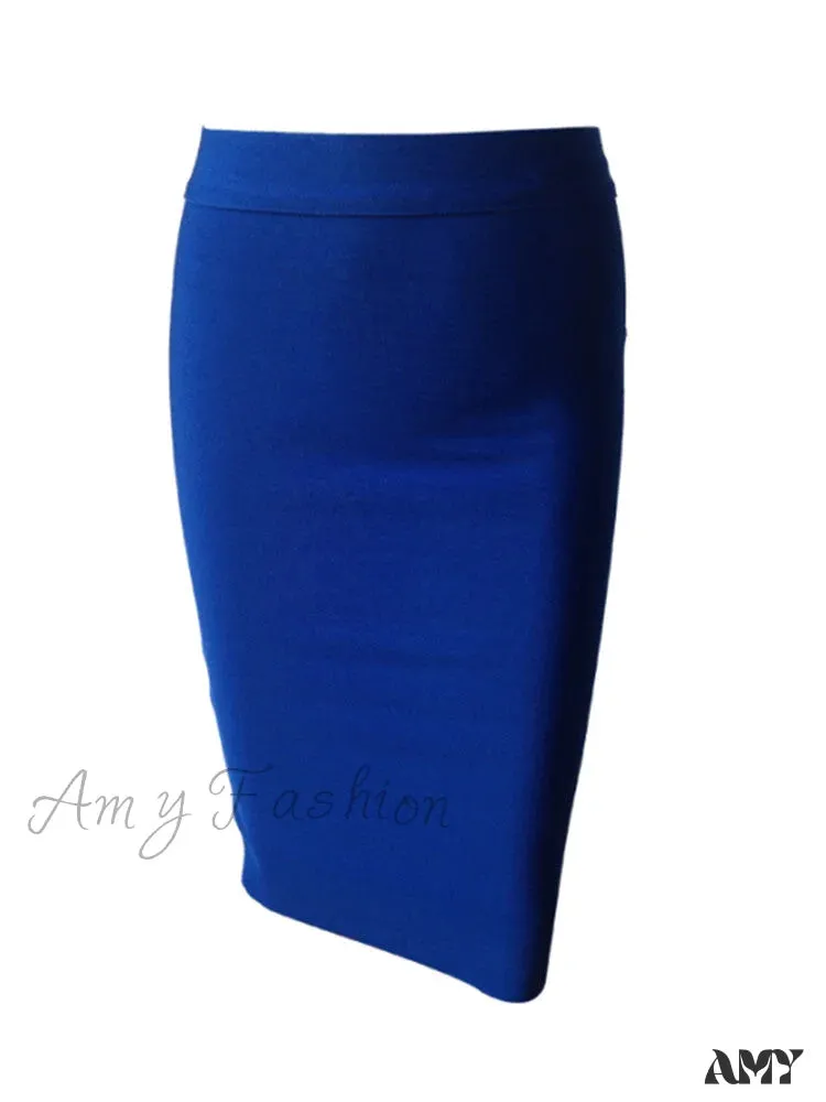 Amy Fashion - Solid Color Sexy Bodycon Party Bandage Skirt