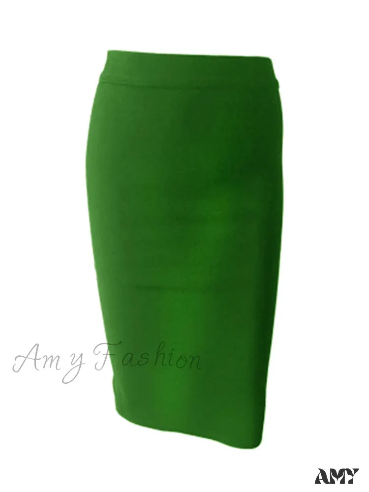 Amy Fashion - Solid Color Sexy Bodycon Party Bandage Skirt