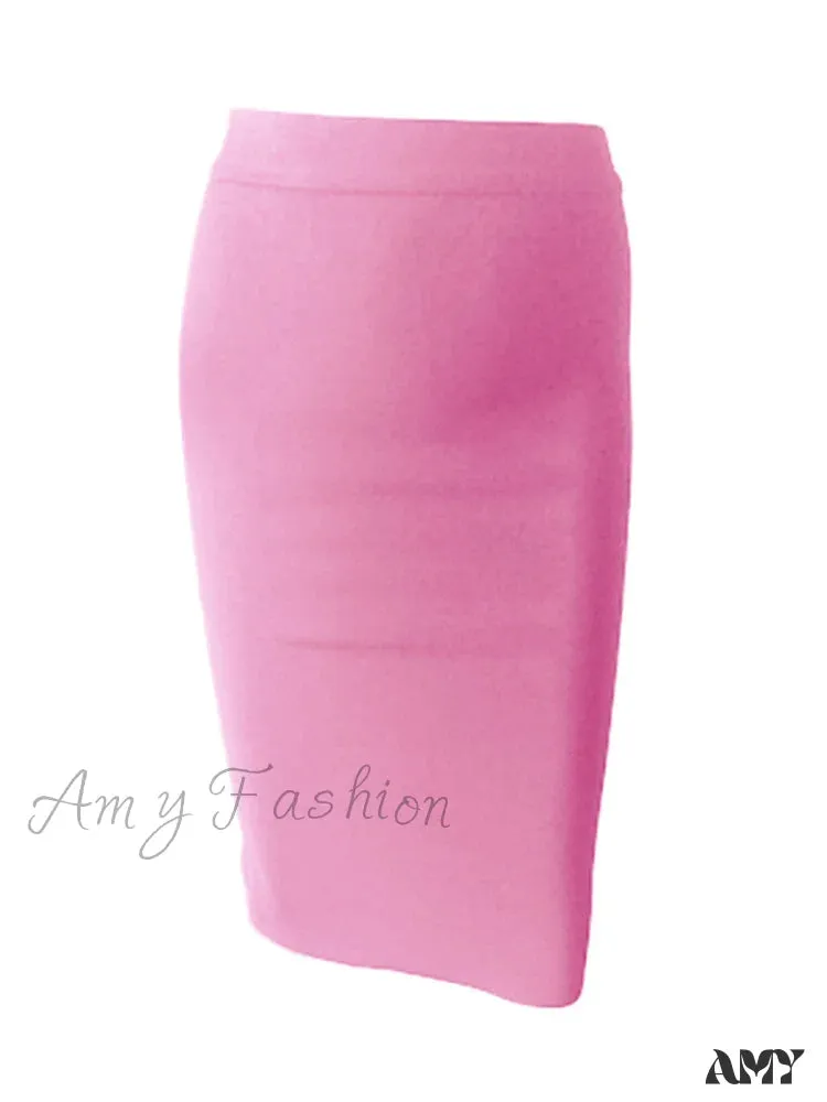 Amy Fashion - Solid Color Sexy Bodycon Party Bandage Skirt