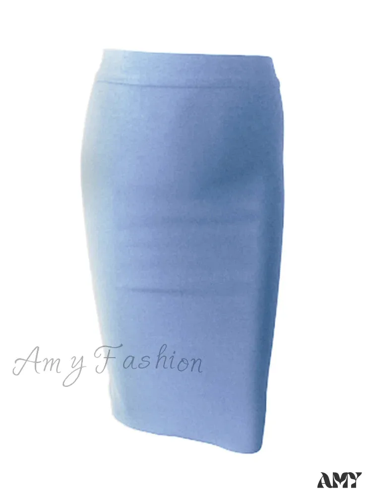 Amy Fashion - Solid Color Sexy Bodycon Party Bandage Skirt