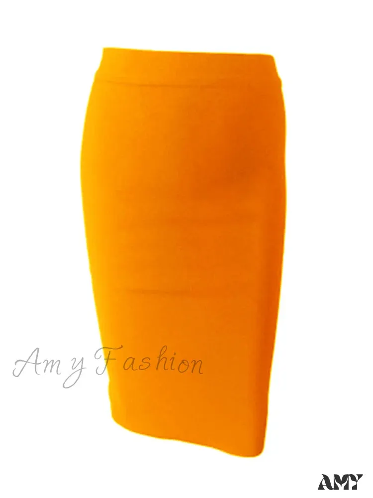 Amy Fashion - Solid Color Sexy Bodycon Party Bandage Skirt