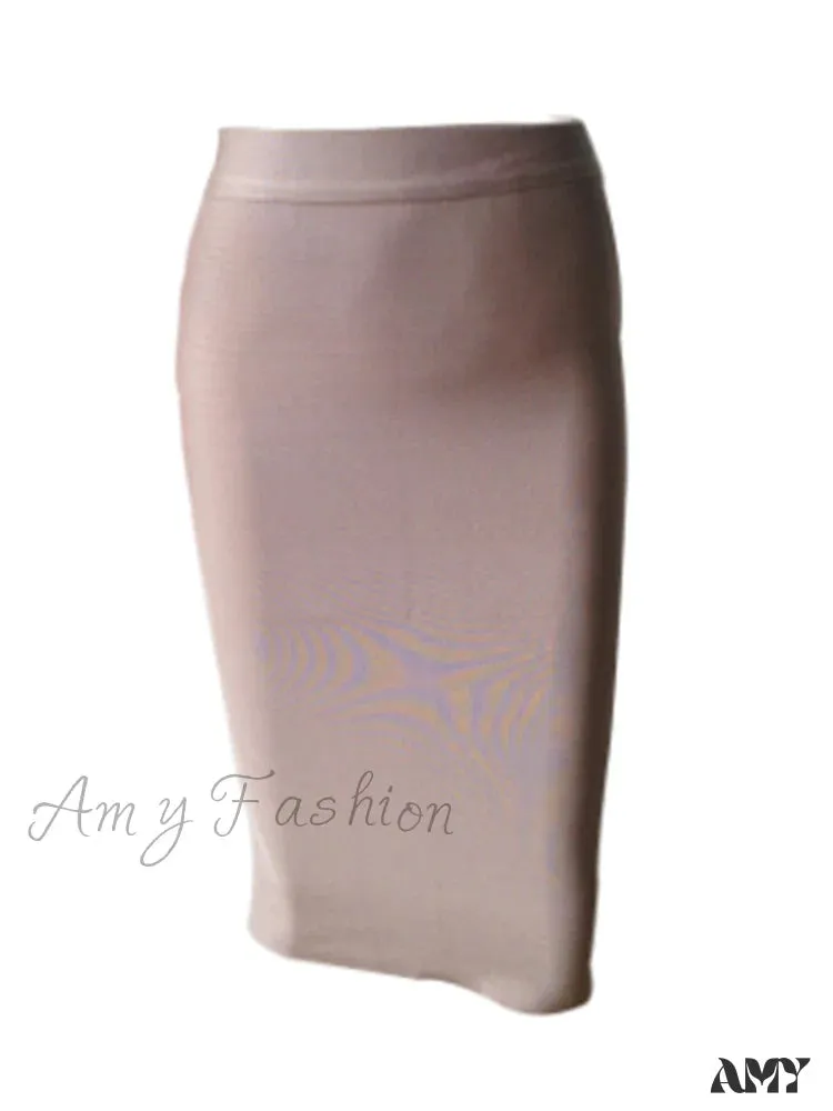 Amy Fashion - Solid Color Sexy Bodycon Party Bandage Skirt