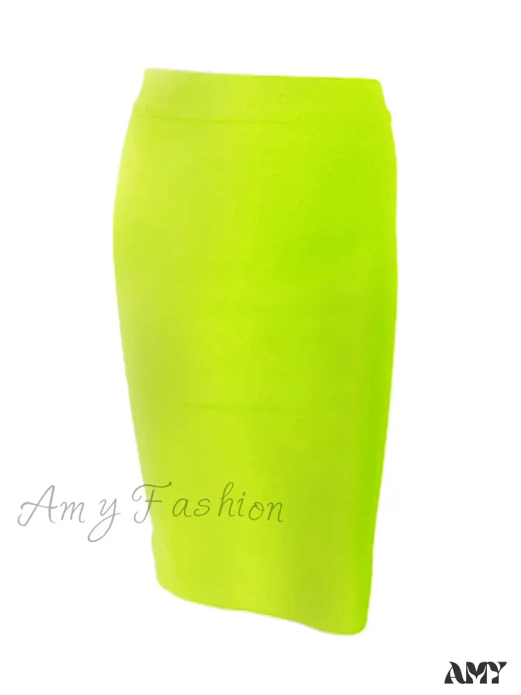 Amy Fashion - Solid Color Sexy Bodycon Party Bandage Skirt