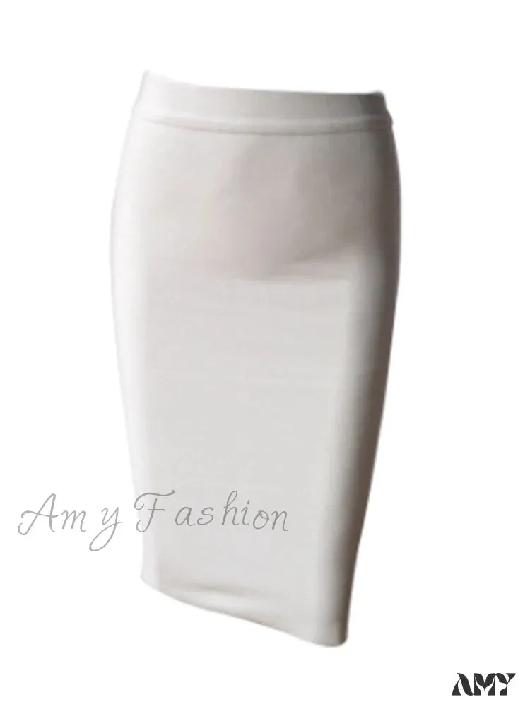 Amy Fashion - Solid Color Sexy Bodycon Party Bandage Skirt