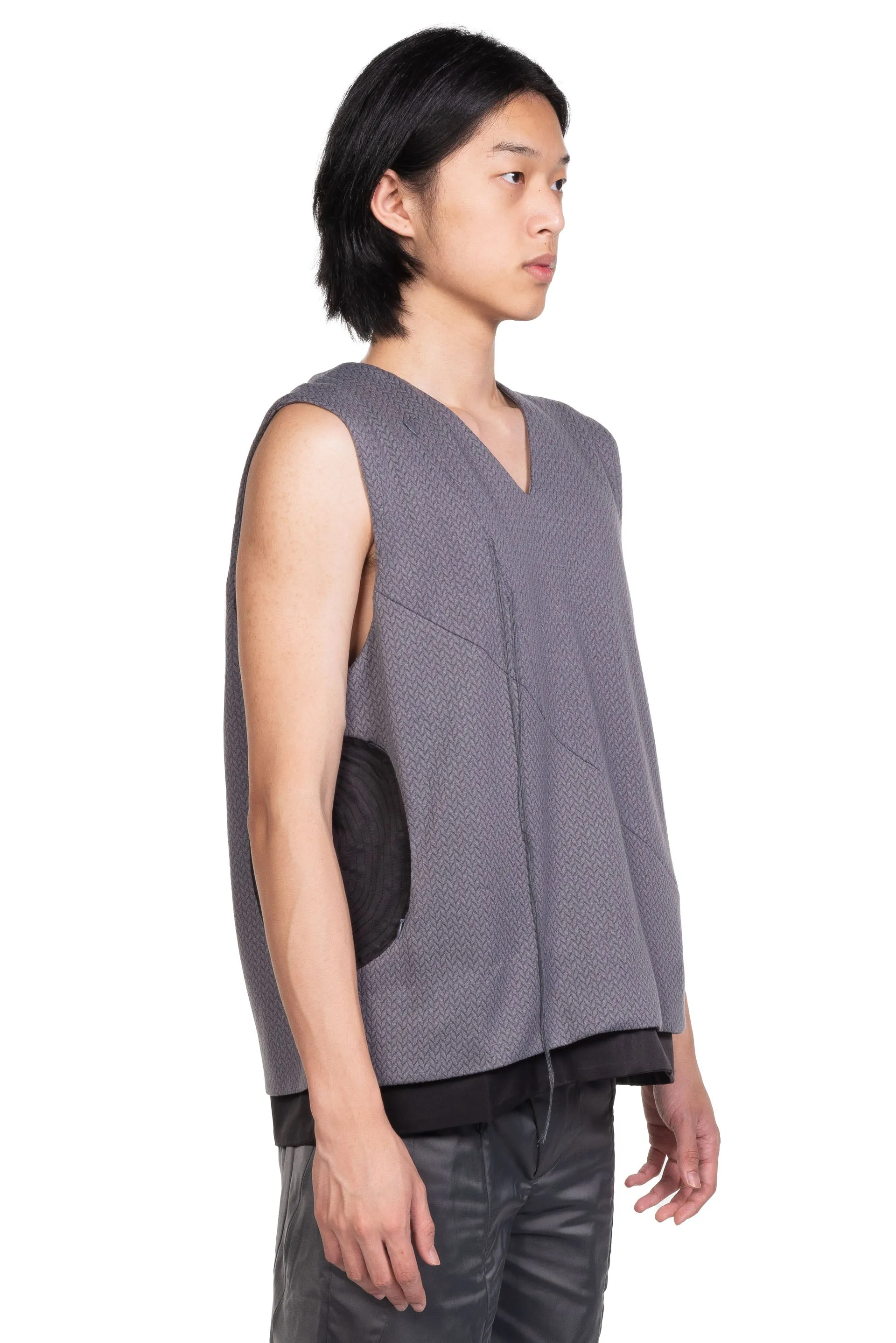 Asymmetrical But Symmetrical Vest Grey