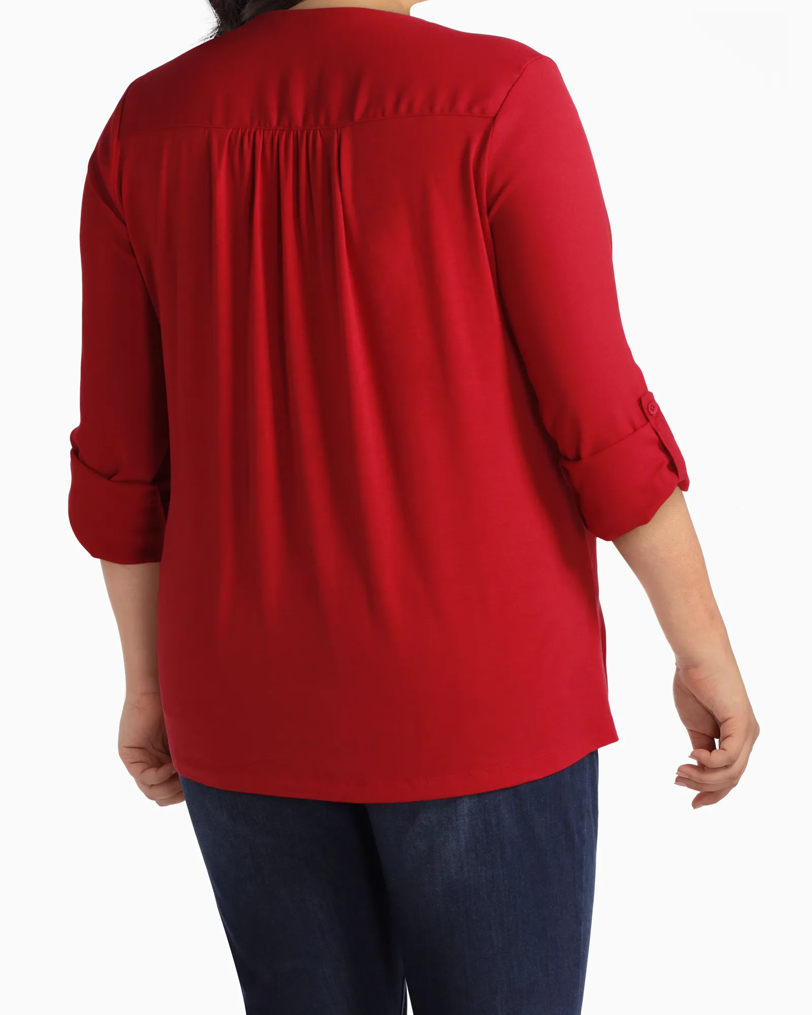 Augin Mixed Media Blouse | Red