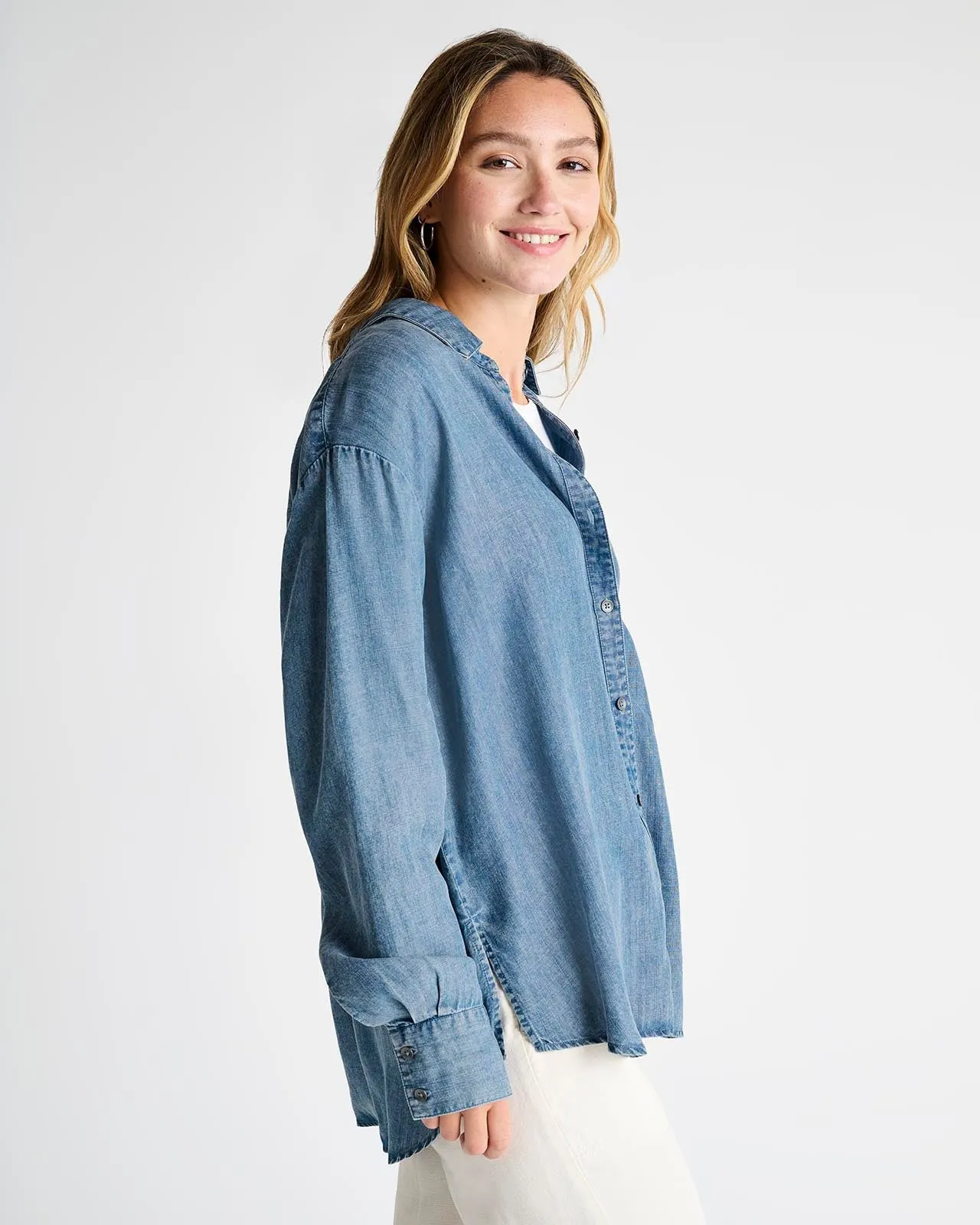 Avril Indigo Button Down Shirt