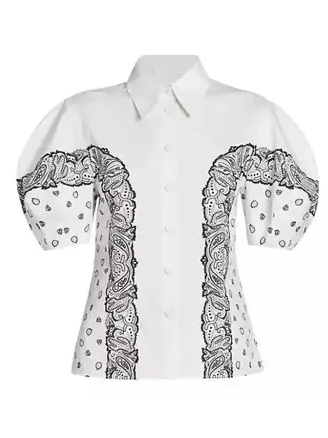 Bandana Paisley Puff-Sleeve Blouse