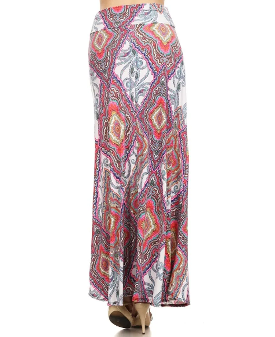 Baroque Paisley Diamond Pattern Maxi Skirt