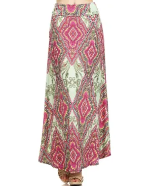 Baroque Paisley Diamond Pattern Maxi Skirt