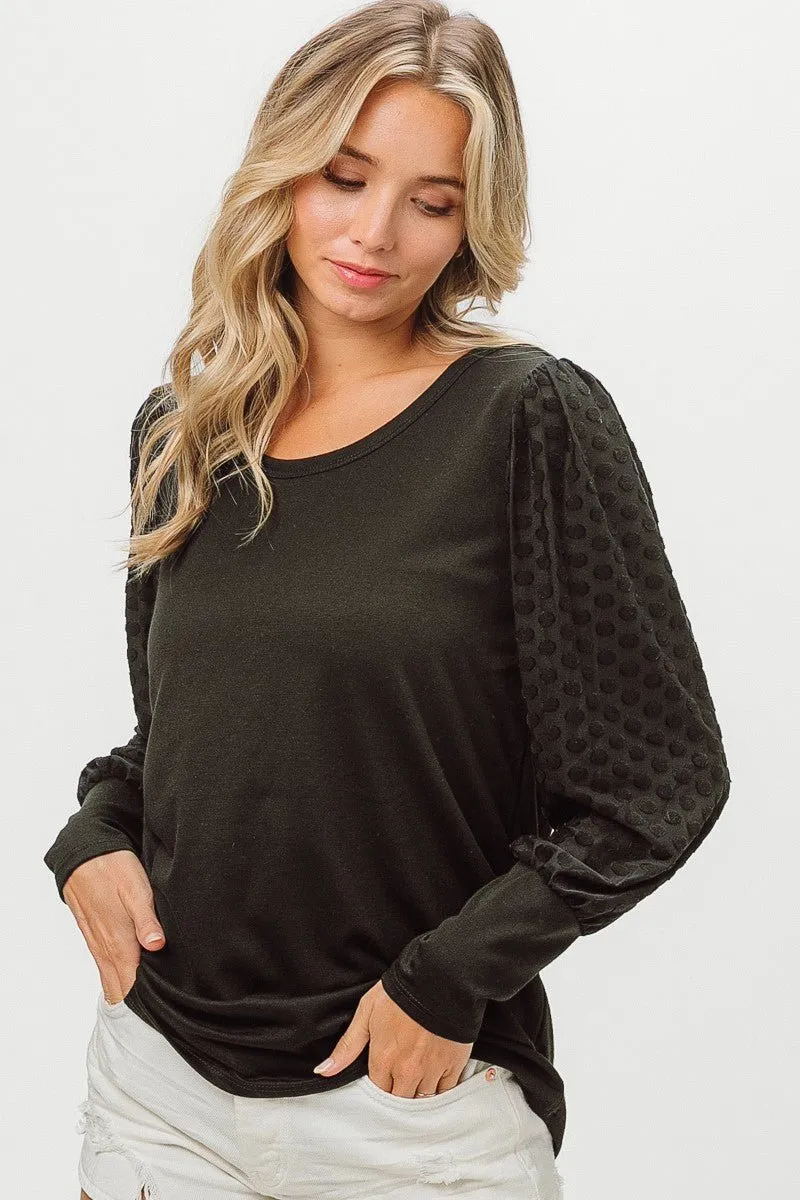 BiBi™ | Polka Dot Lantern Sleeve Top