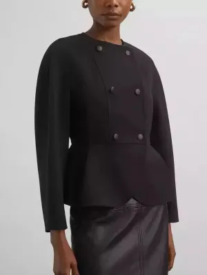 Black Double-Breasted Peplum Jacket