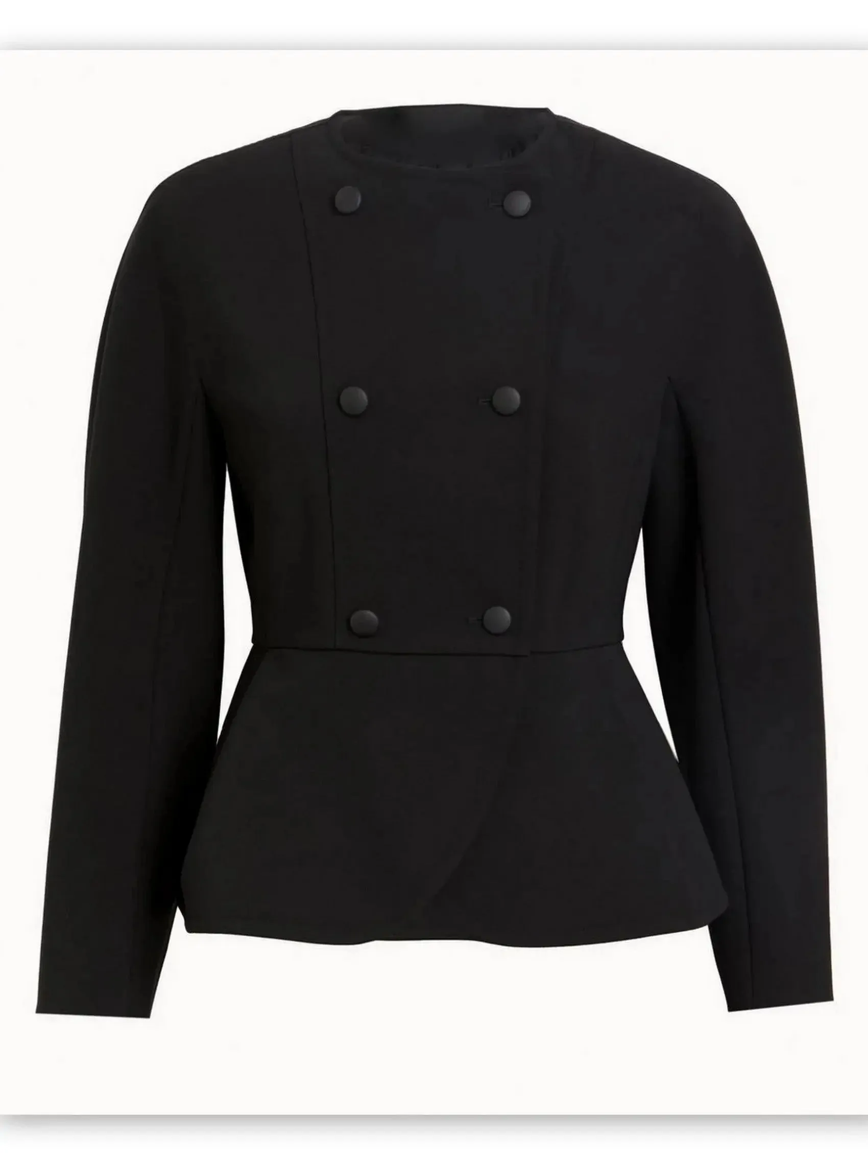 Black Double-Breasted Peplum Jacket