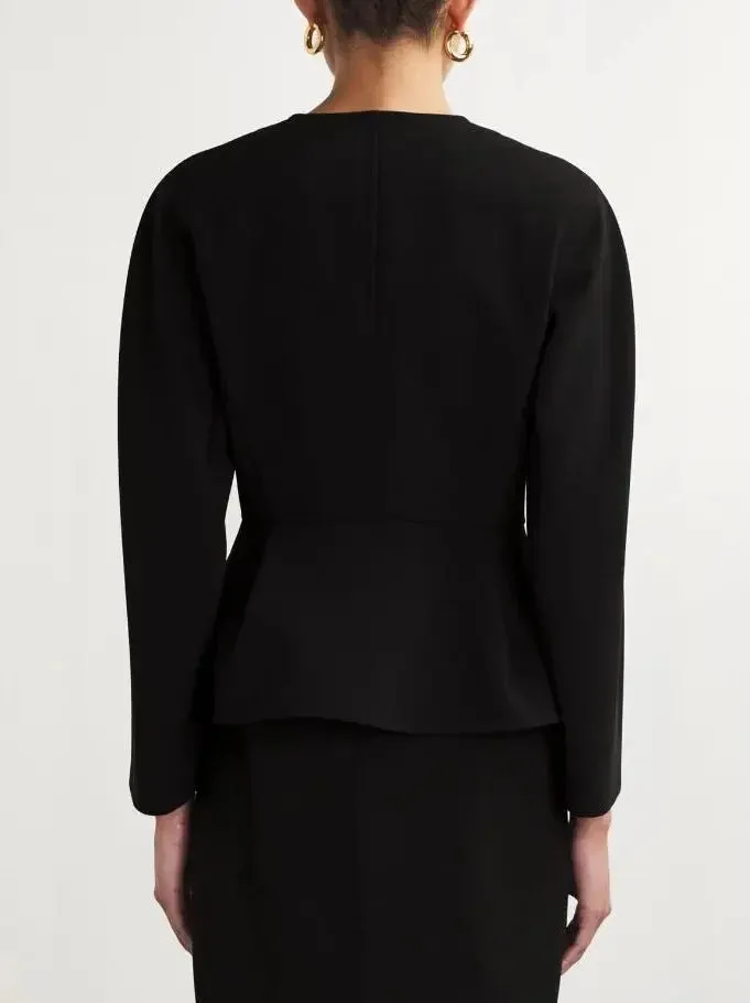 Black Double-Breasted Peplum Jacket