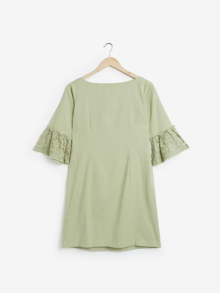 Bombay Paisley Green Embroidered Shift Dress