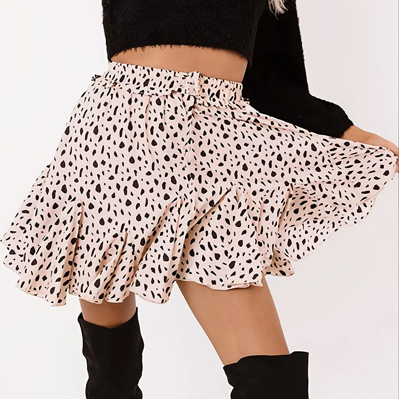 Casual Floral Print Pleated Street Lace Up Fashion High Waist Vacation Skirt