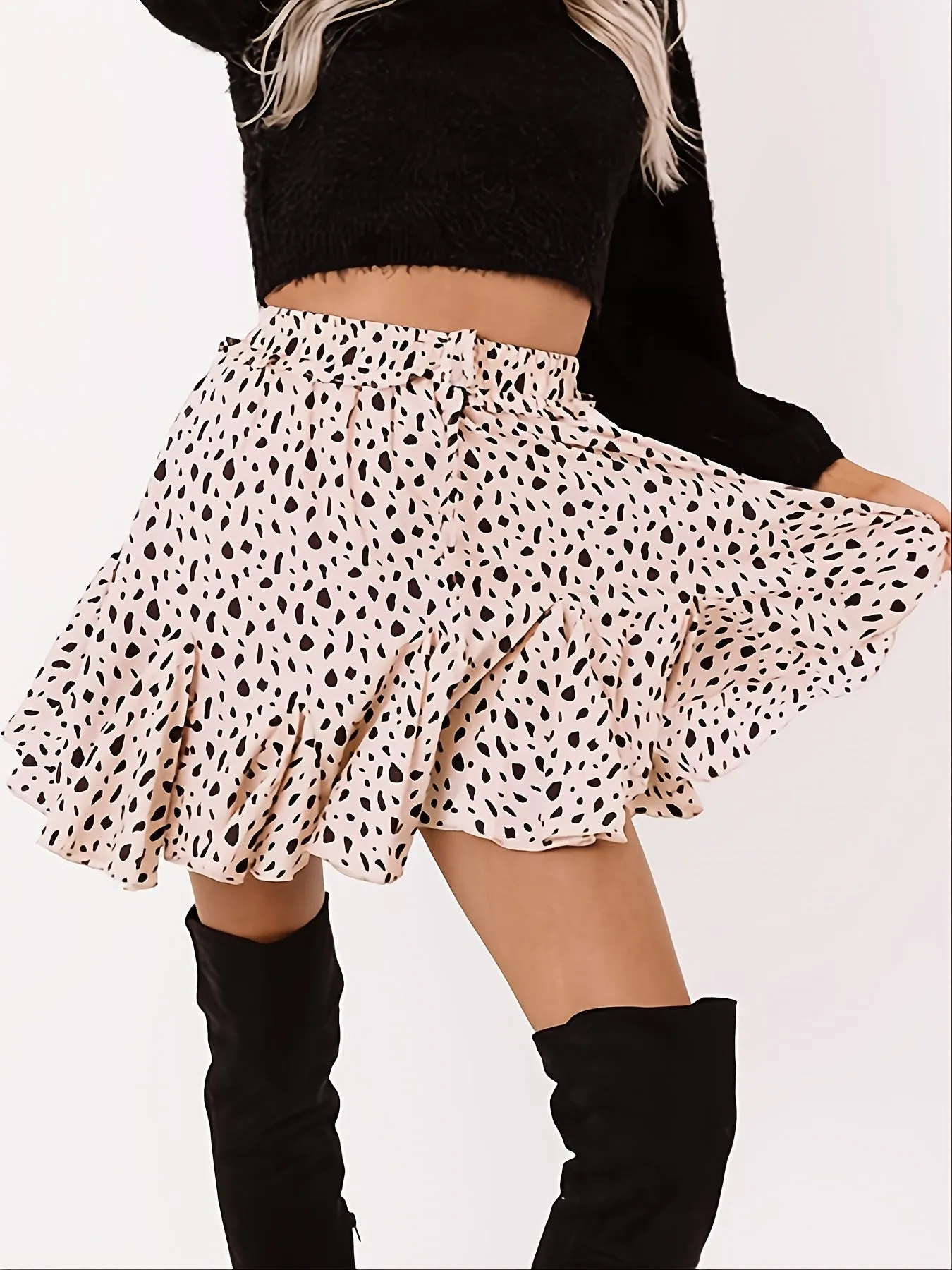 Casual Floral Print Pleated Street Lace Up Fashion High Waist Vacation Skirt