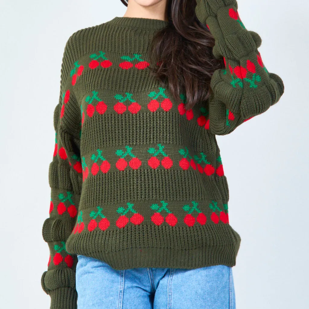 Cozy knit sweater with playful design wholesale