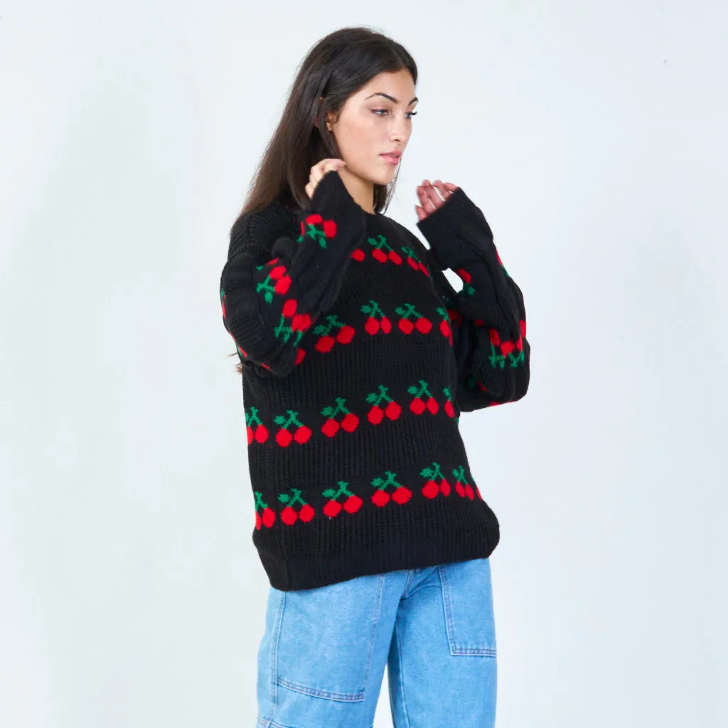 Cozy knit sweater with playful design wholesale