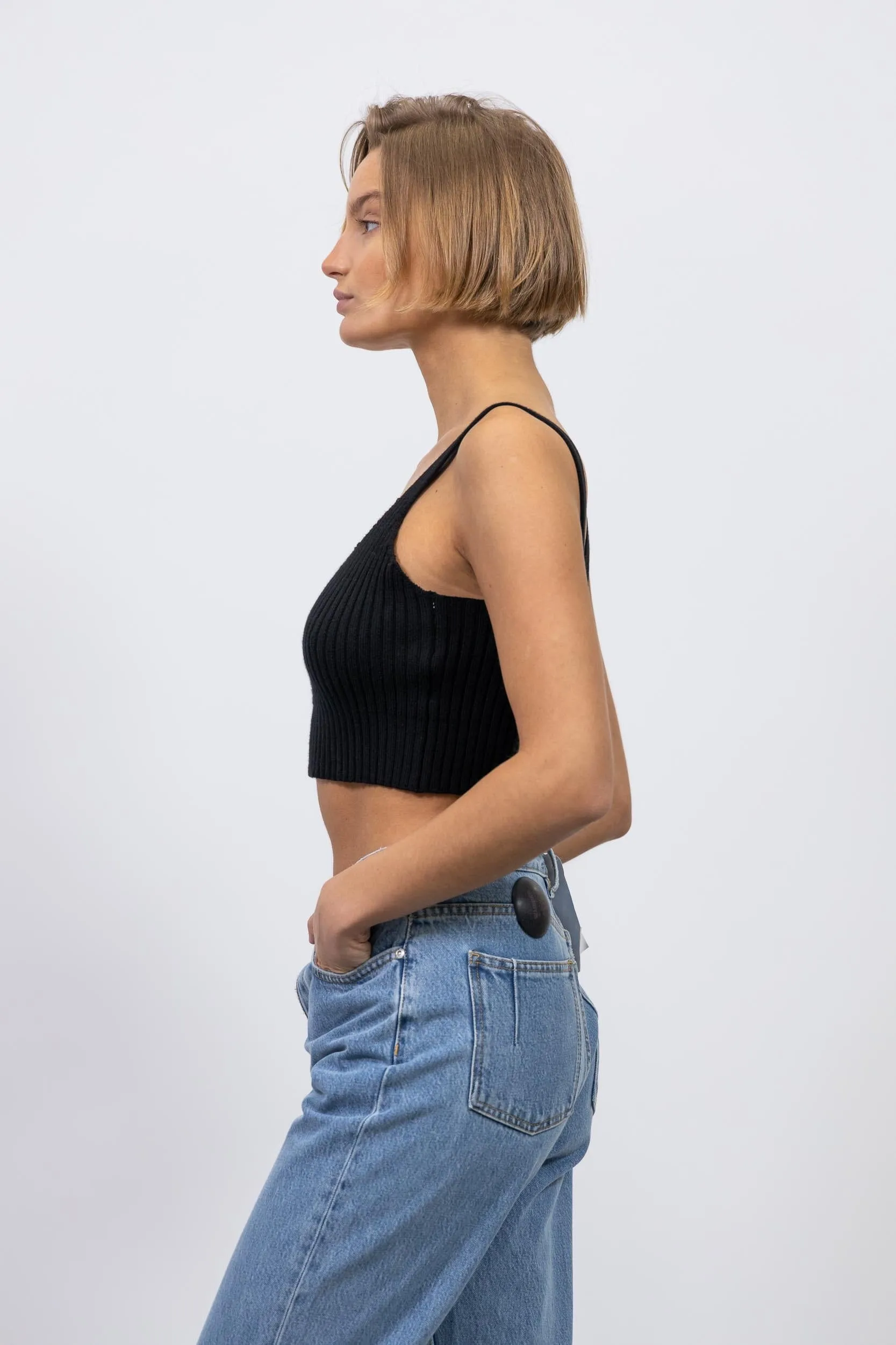 CROP RIBBED KNIT BRALETTE