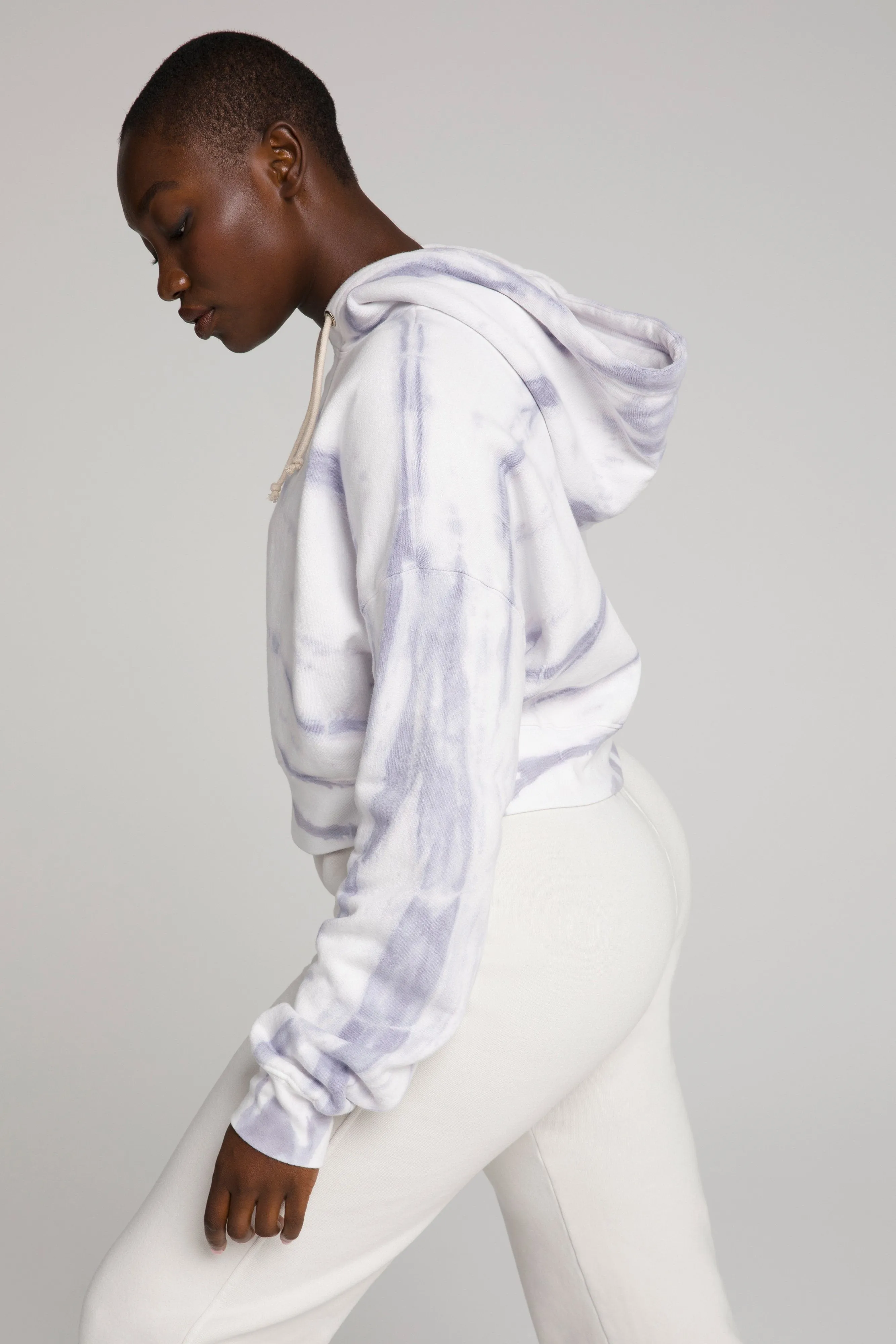 CROPPED & COOL HOODIE | LILAC TIE DYE001