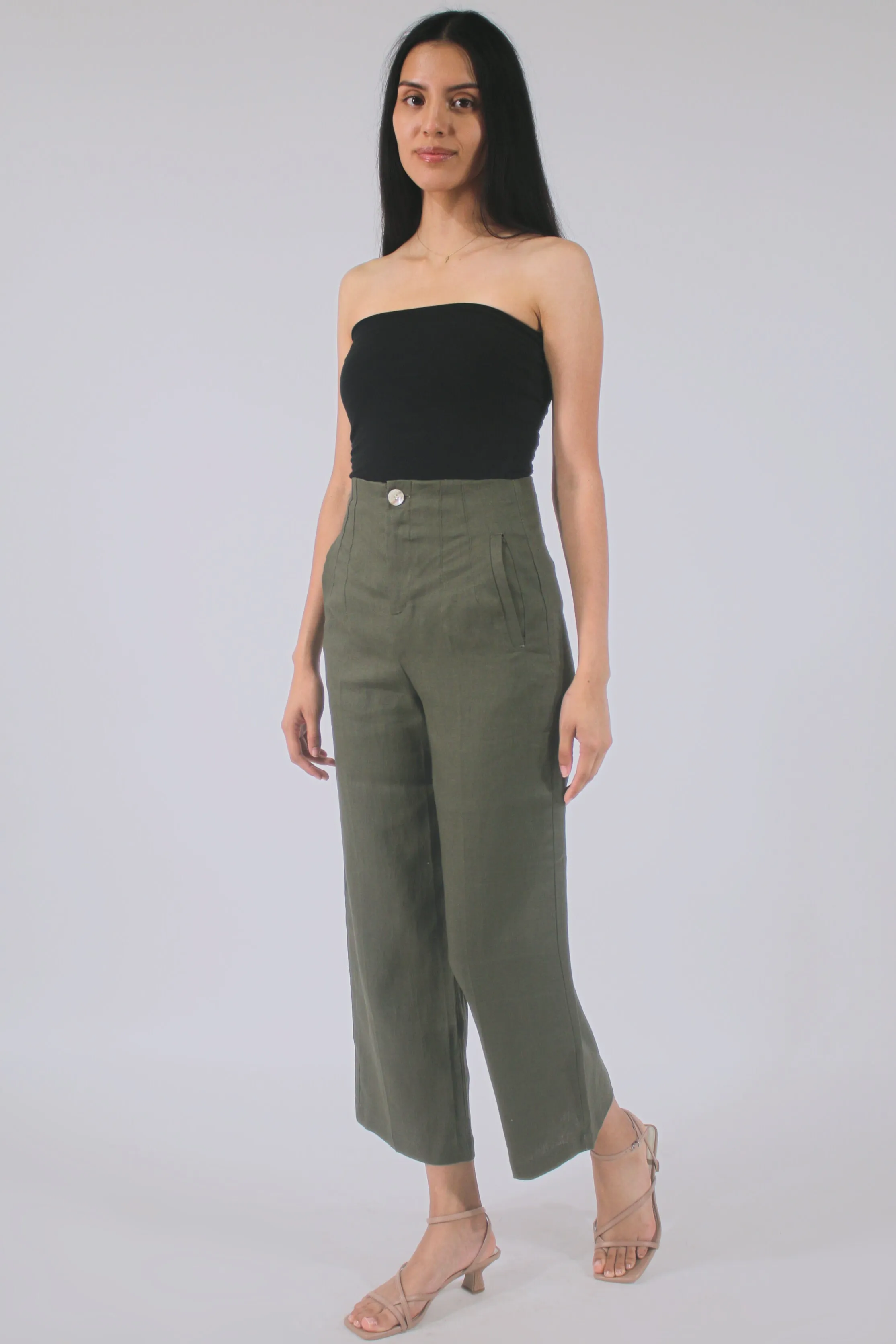 Eleanor 100% Linen Cropped Pant