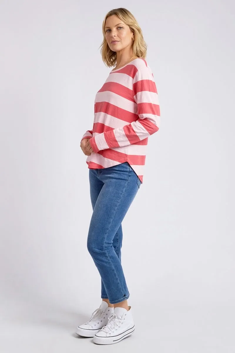 Elm - Spritz Stripe L/S Tee -Coral Spritz Stripe