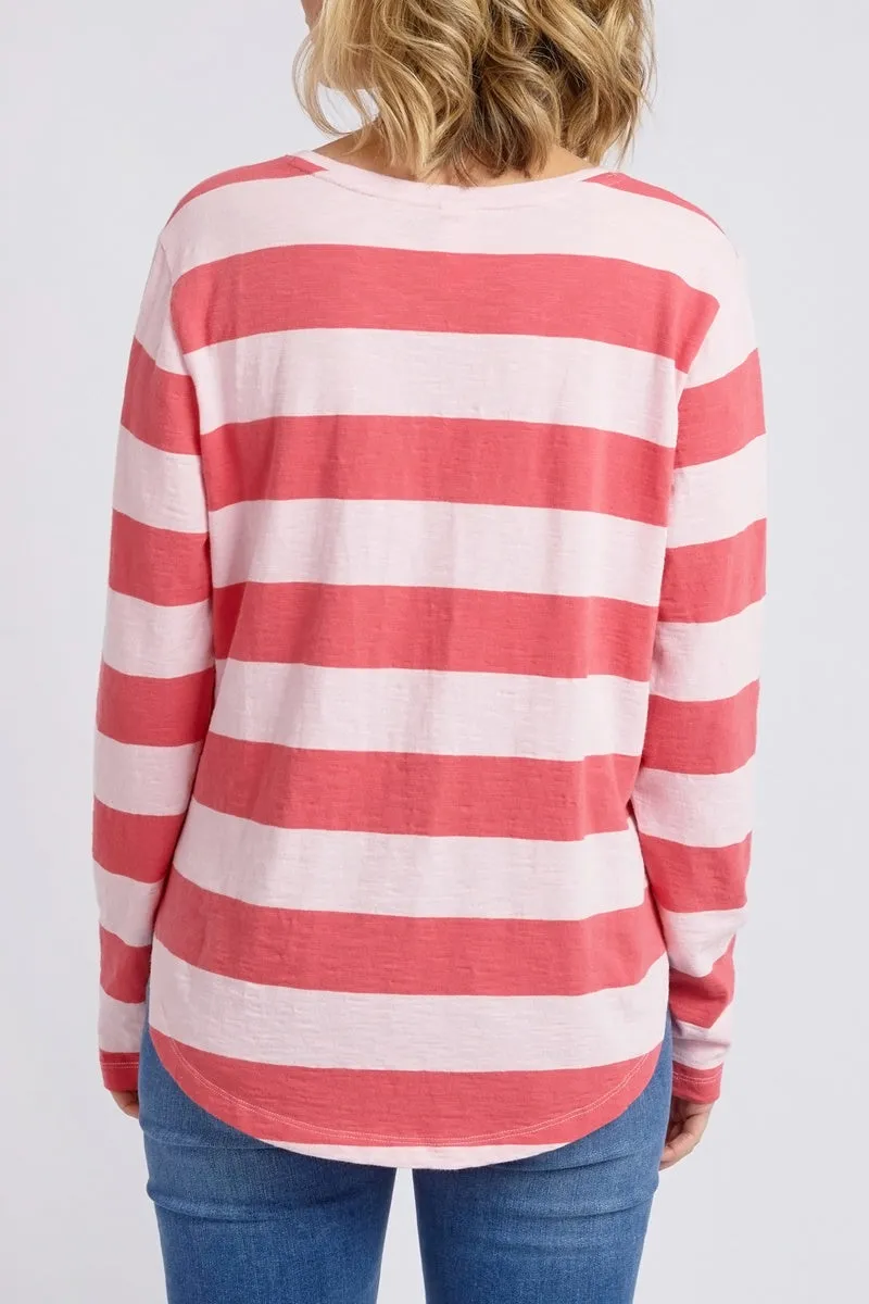 Elm - Spritz Stripe L/S Tee -Coral Spritz Stripe