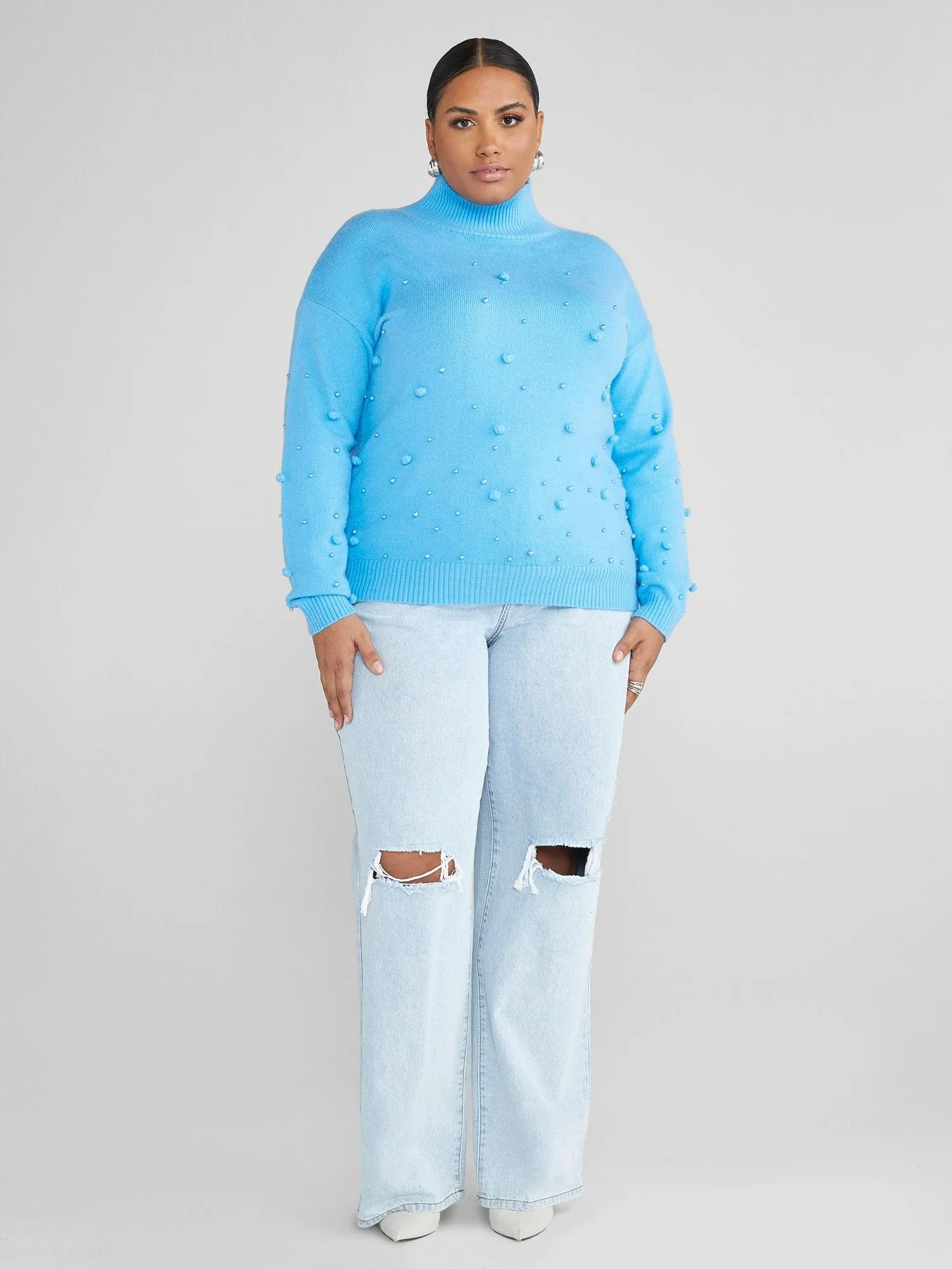 Fashion To Figure - Elayne Embellished Turtleneck Sweater