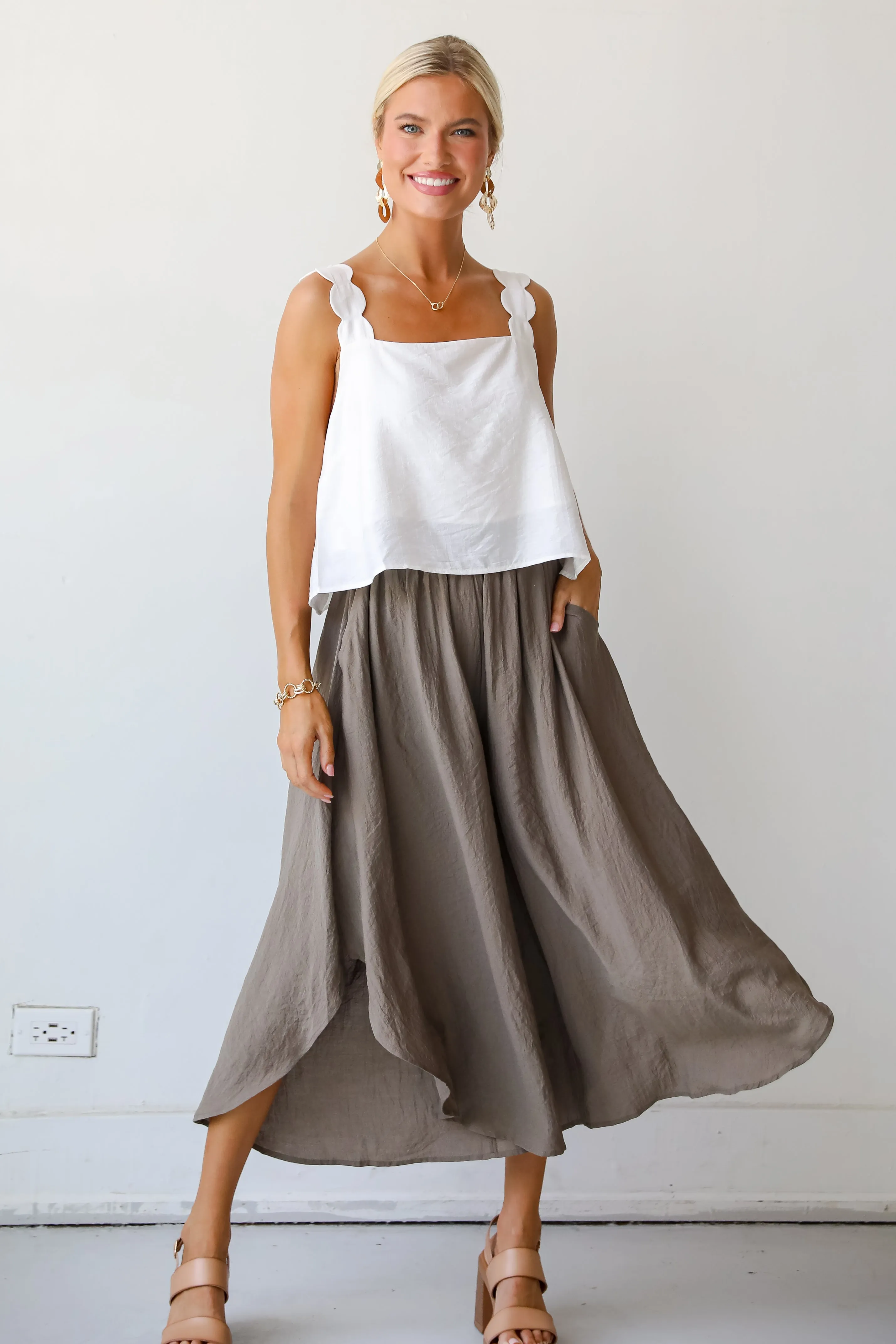 FINAL SALE - Carefree Energy Mocha Wide Leg Pants