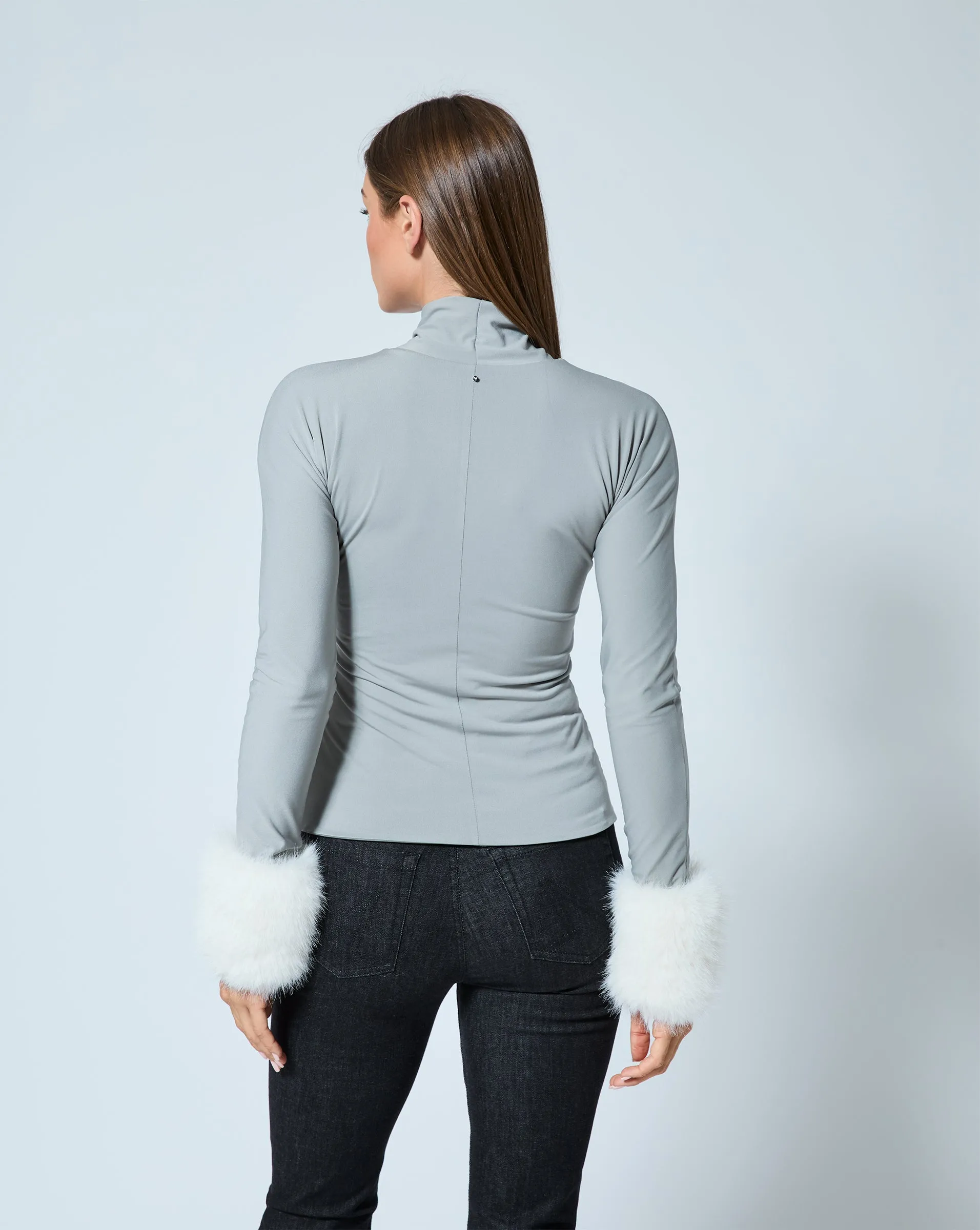 Gigi  Wrap Front Faux Fur Top