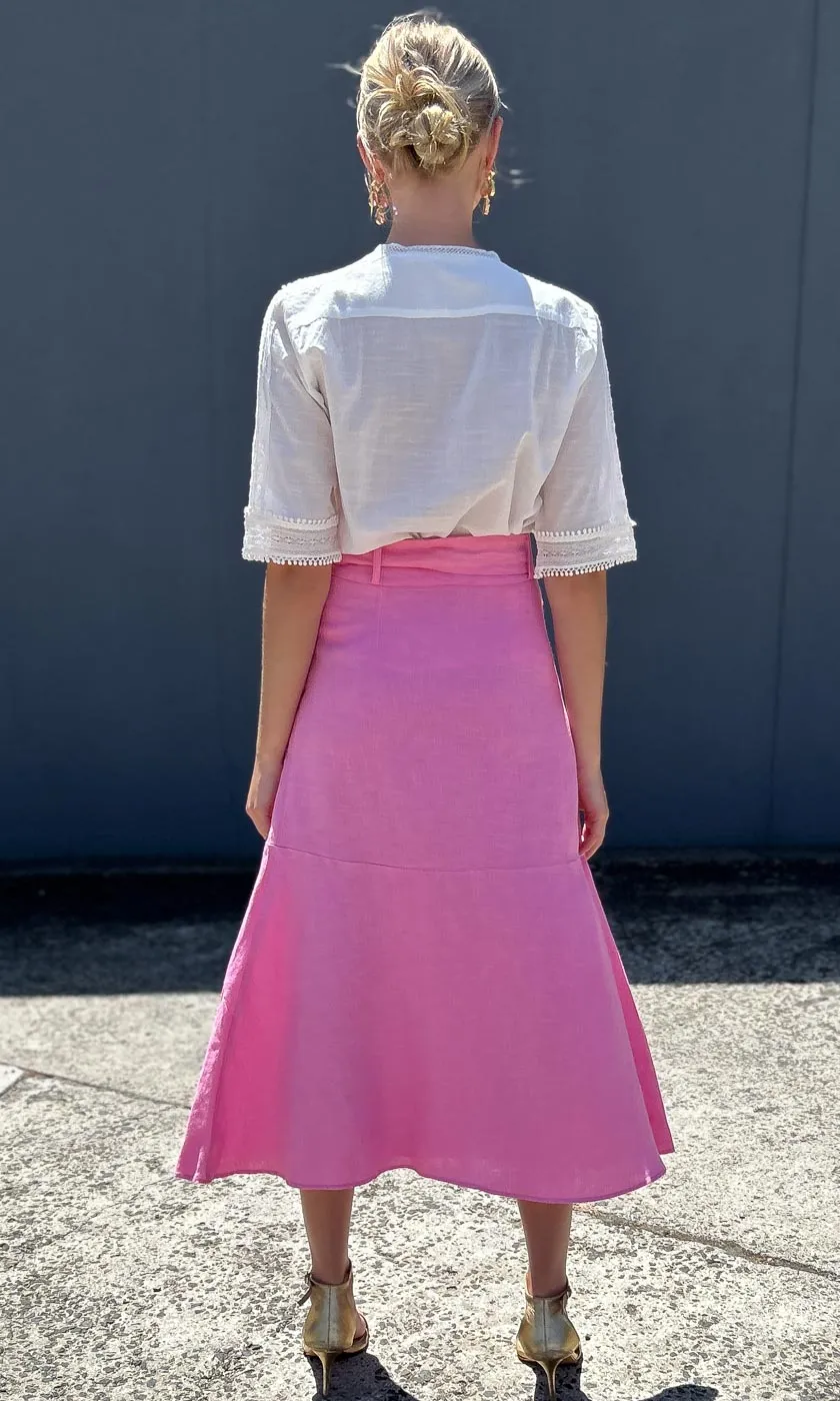 HOSS Century Linen Skirt - Pink