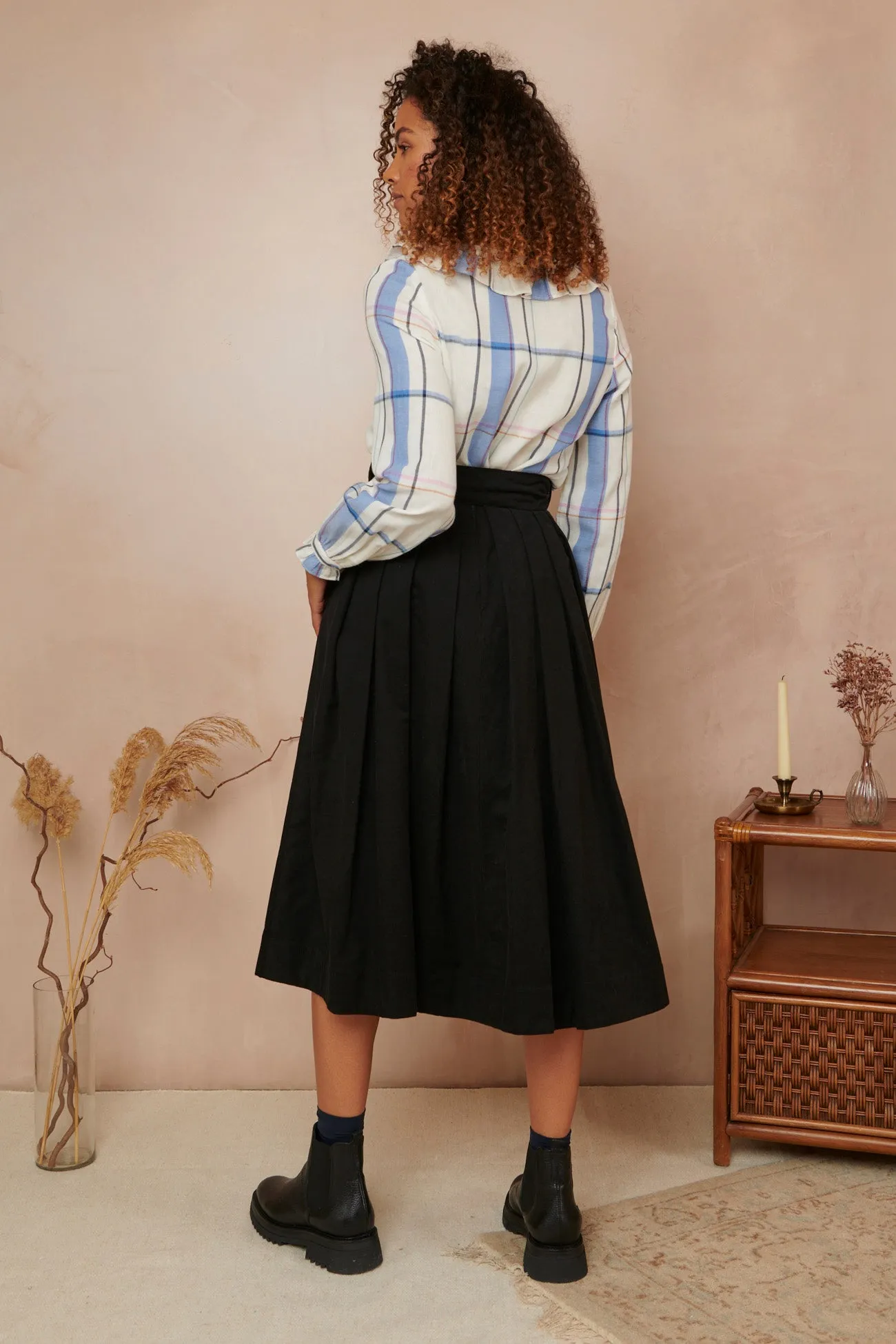 Jemima Needlecord Onyx Black Skirt