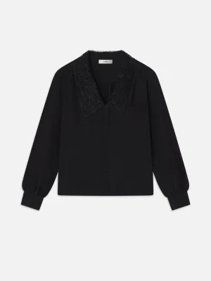 Lace Collar Blouse -- Black