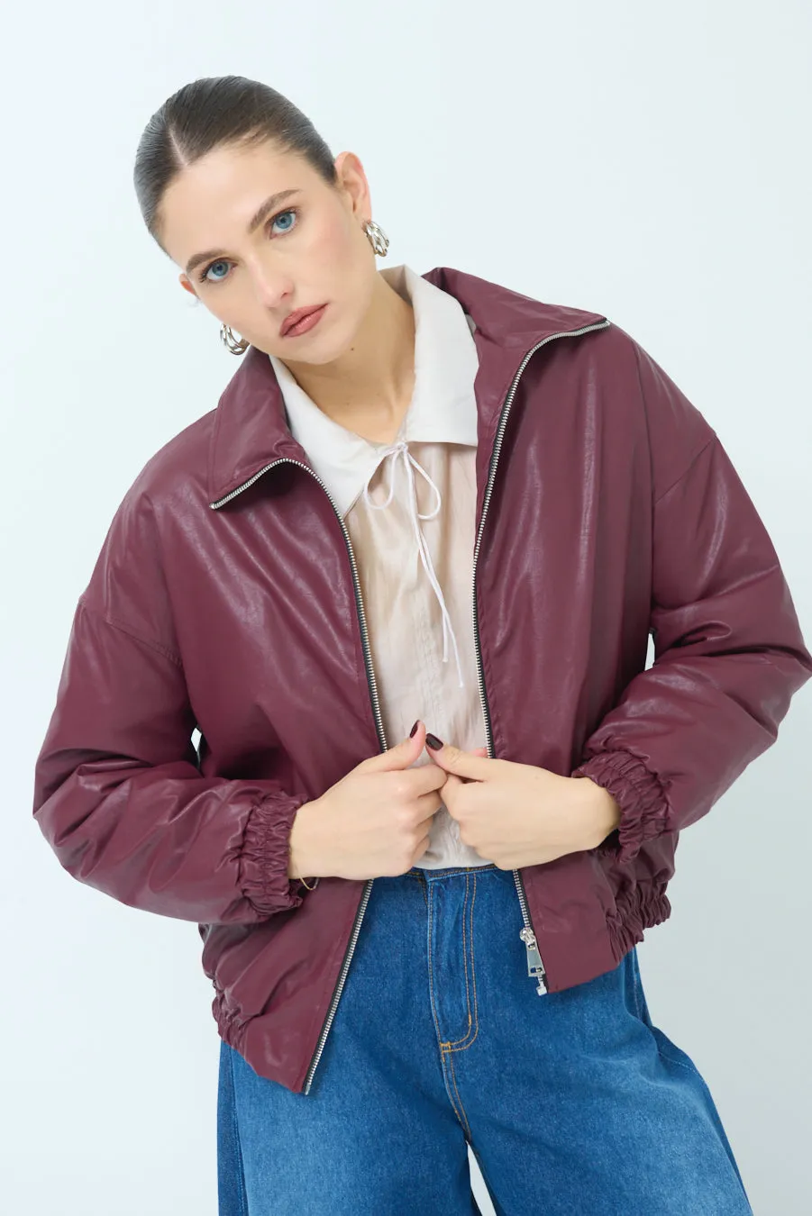 Lightweight zip-up bomber jacket wholesale