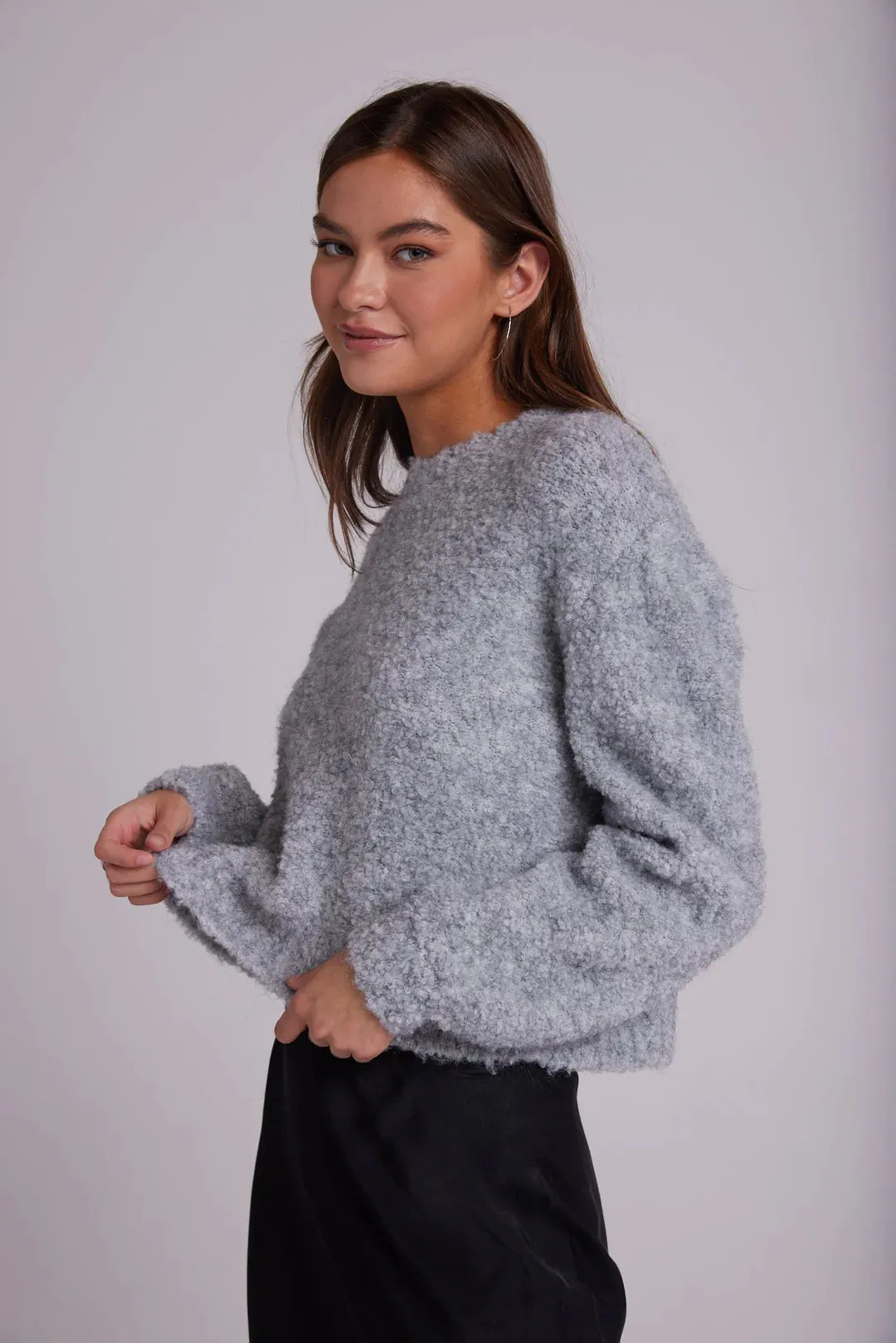 Long Sleeve Crew Sweater - Heather Stone