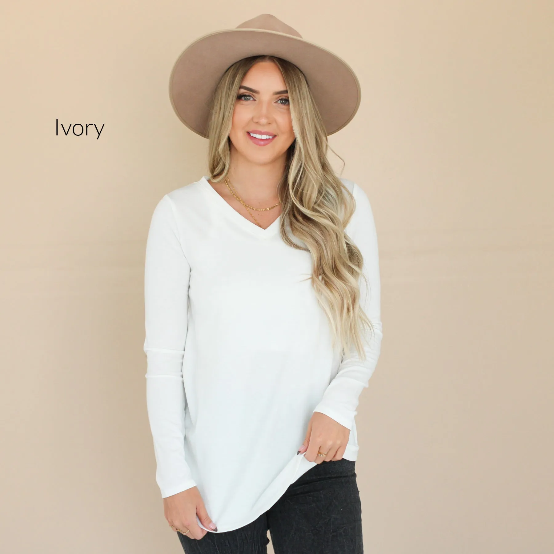 Long Sleeve V Neck Tee