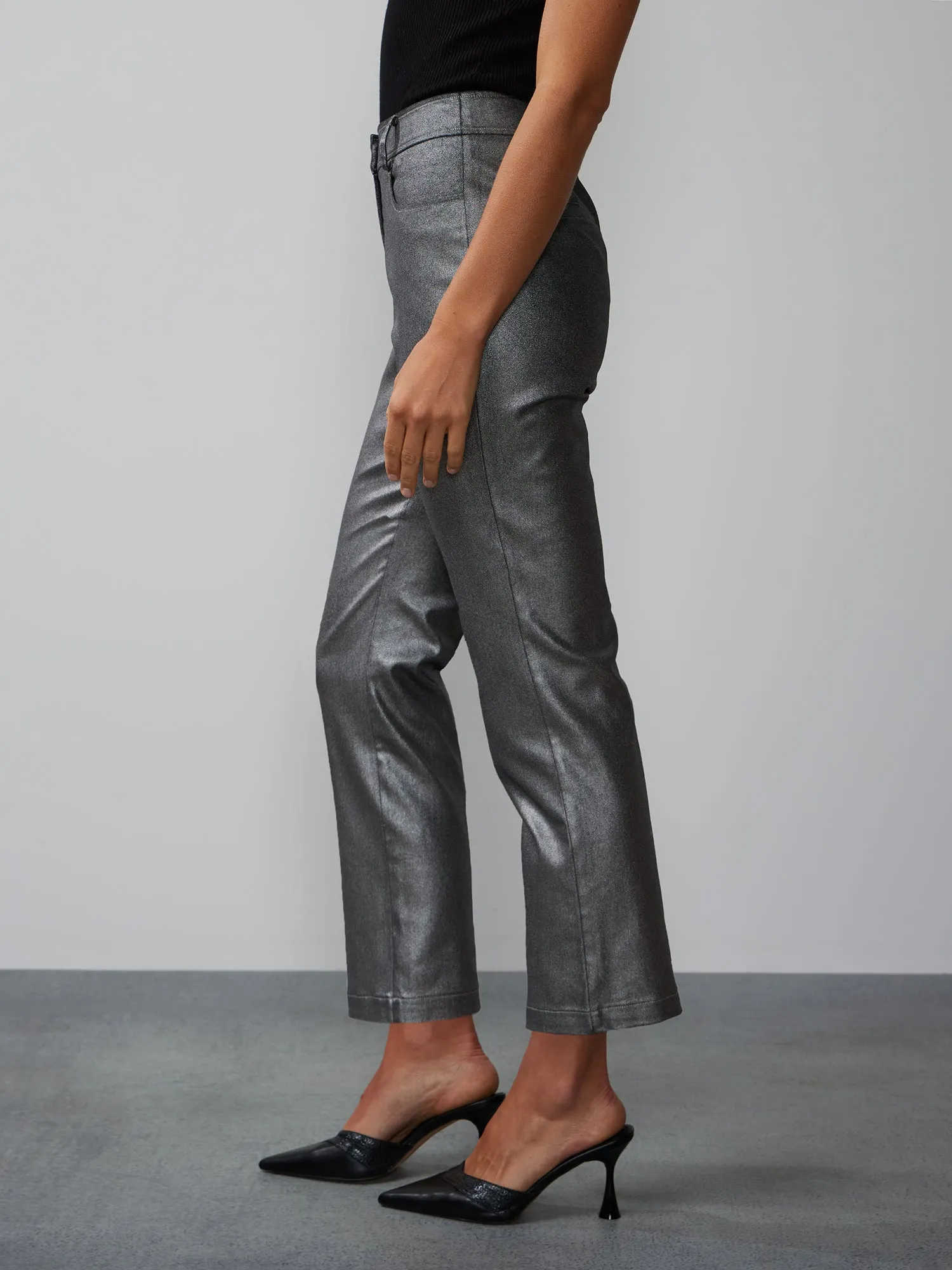 Metallic Straight Leg Pant