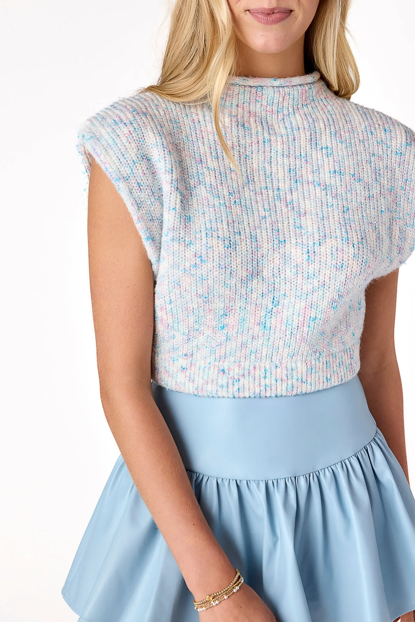 Minnie Mock Neck Blue Lagoon