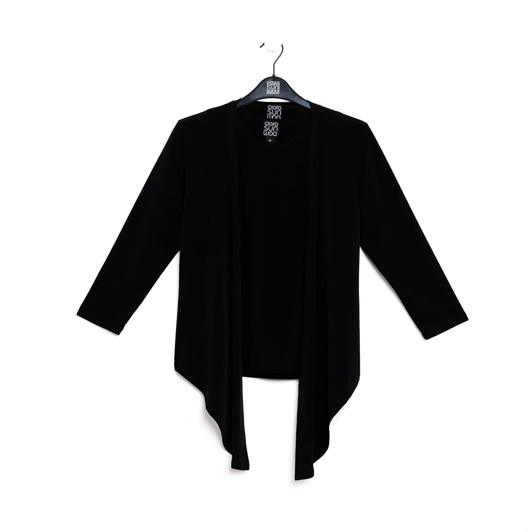 Modern Tie Front Cardigan - Black