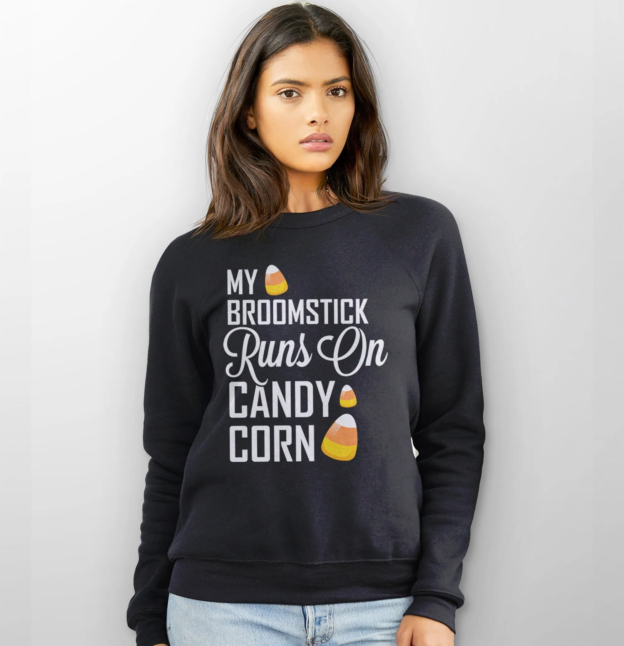 My Broomstick Runs on Candy Corn Halloween Sweater