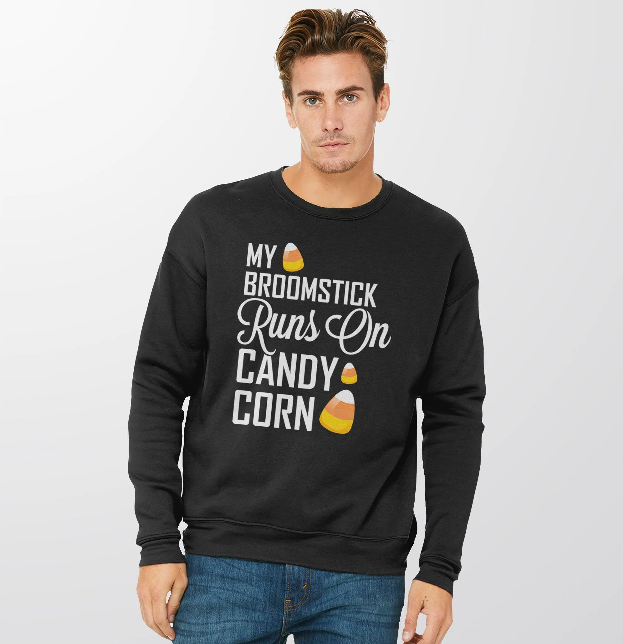 My Broomstick Runs on Candy Corn Halloween Sweater